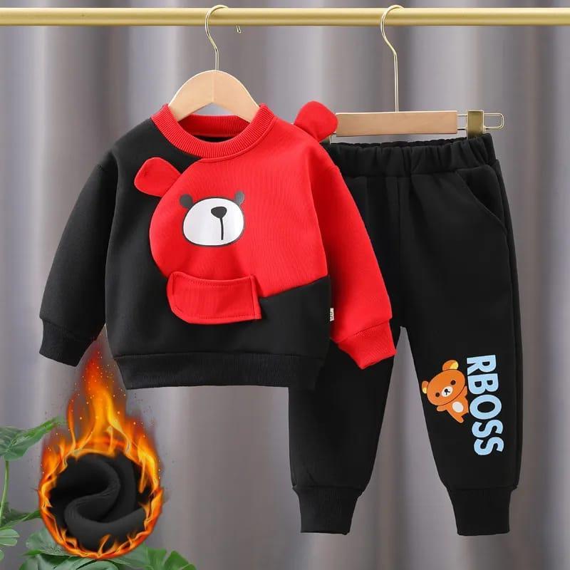 2 pcs boy's cotton jersey printed tracksuit