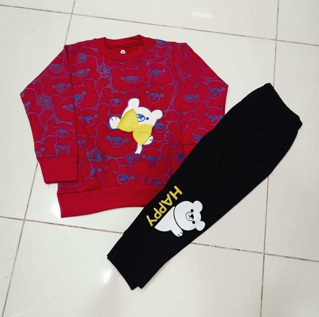2 pcs boy's fleece printed tracksuit