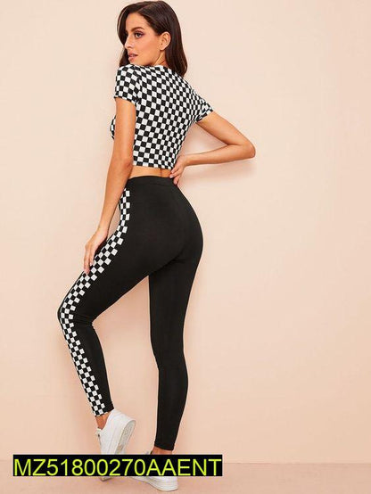 2 Pcs Women's Stitched Jersey Printed Track Suit