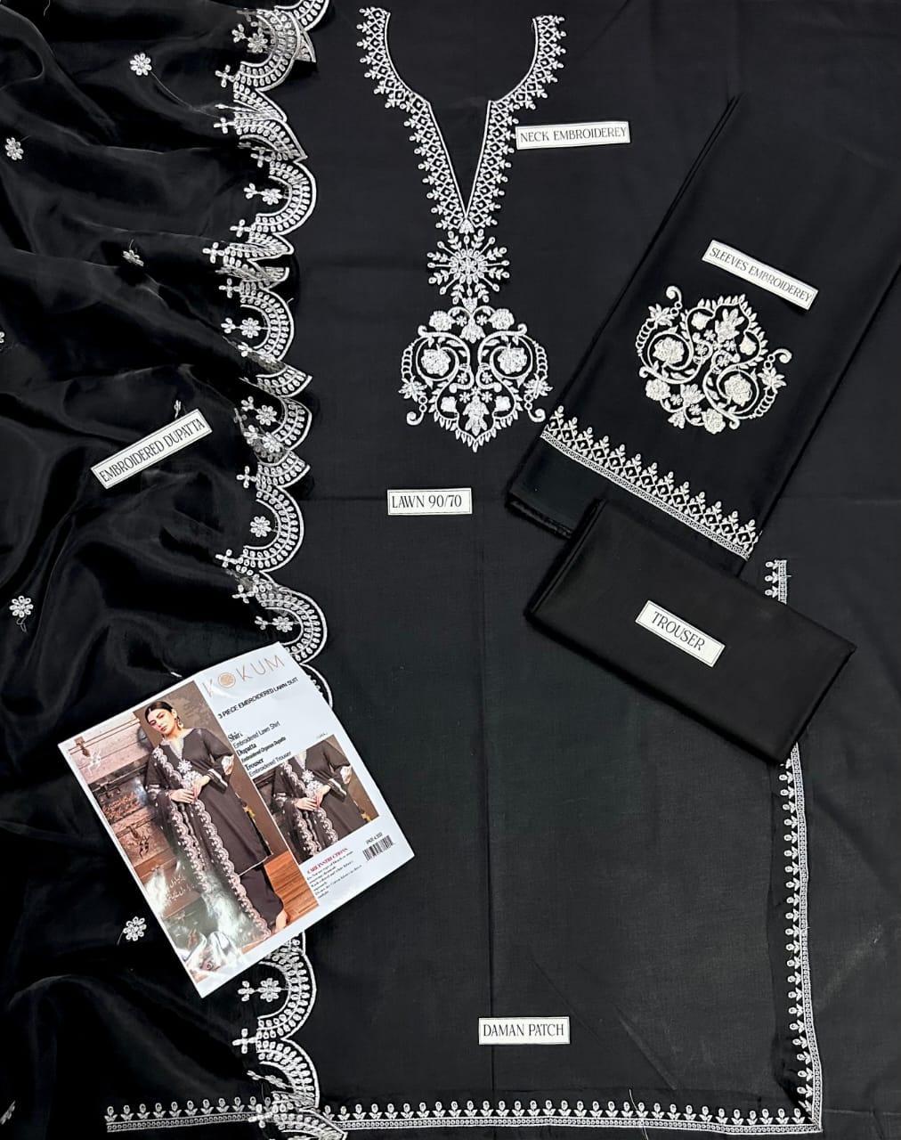 3 Pcs Women's Unstitched Embroidered Suit