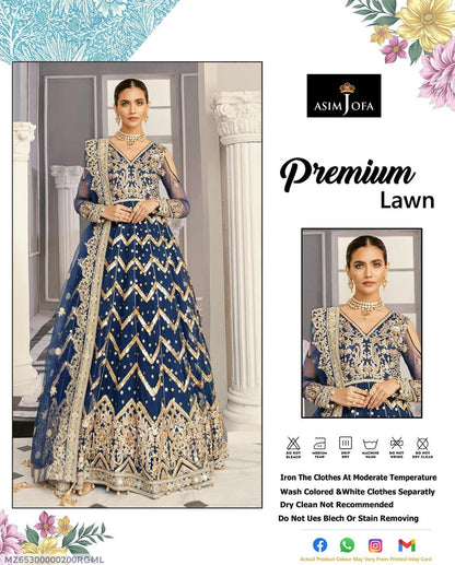 3 Pcs Women's Unstitched Sequins Embroidered Suit