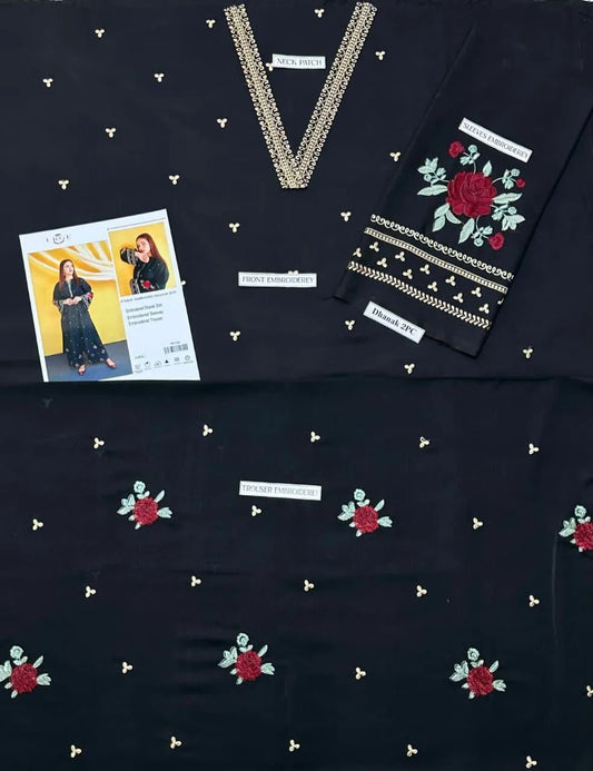 2 Pcs Women's Unstitched Embroidered Suit