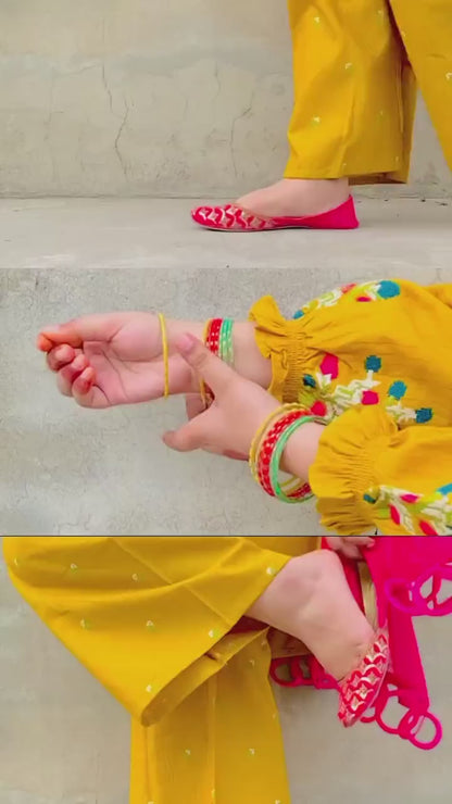 2 pcs women's stitched linen embriodered shirt and trouser