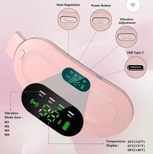 Portable electric period cramp heating belt, for wellness and self care