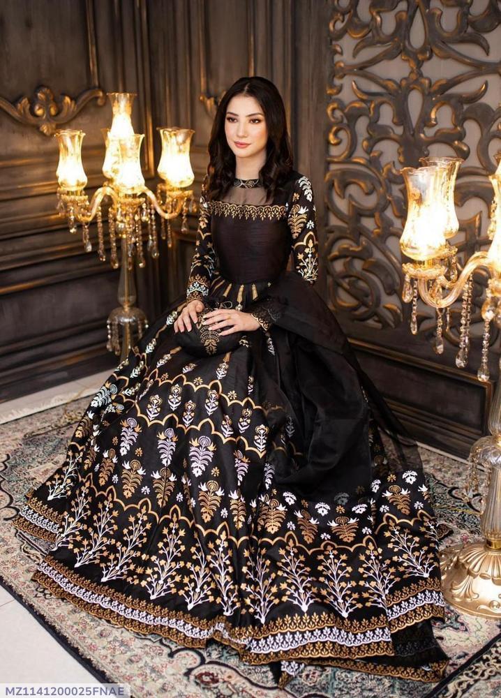 3 pcs women's stitched cotan silk digital print MAXI suit