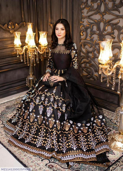 3 pcs women's stitched cotan silk digital print MAXI suit