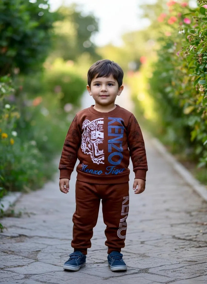 Cozy 2 pcs printed fleece track suit for girls and boys