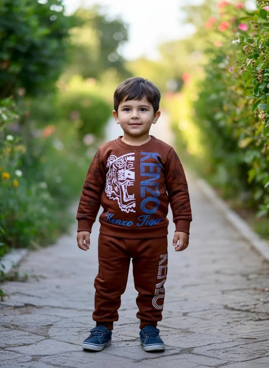 Cozy 2 pcs printed fleece track suit for girls and boys